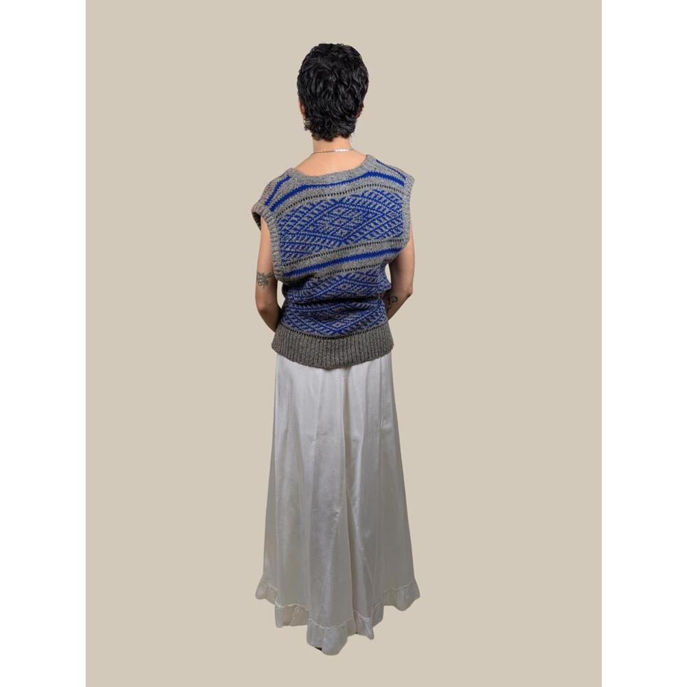 1980's/90's Ysl Blue And Grey Knitted Sweater Vest View 3